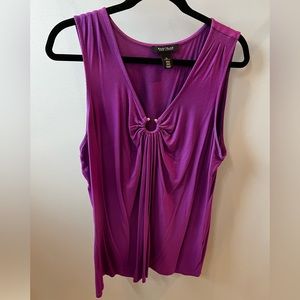 White House Black Market dressy tank top with silver accent.  Size XL